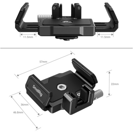 SmallRig 3272B - mocowanie, uchwyt do dysków SSD Samsung T5/T7/T7 Shield/T9 do wybranych klatek do Blackmagic Design Cinema Camera 6K - wymiary
